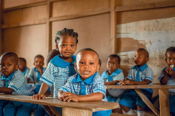 African children in classroom