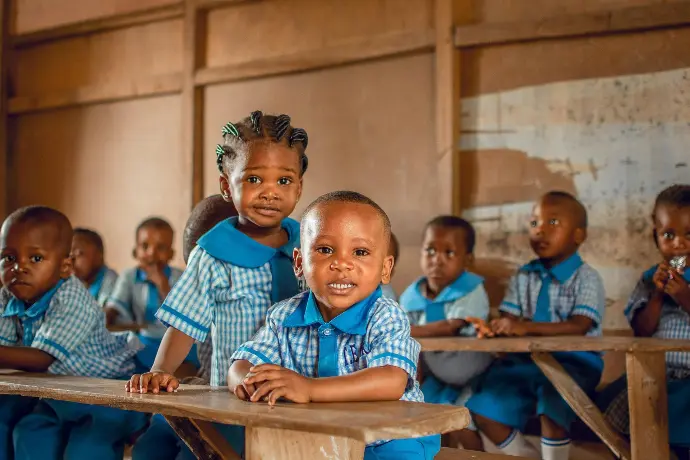 African children in classroom